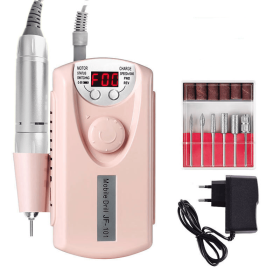 Portable Electric Professional File Kit 2200mAh Electric Armor Remover Nails Beauty Tools (Color: Pink, plug: US)