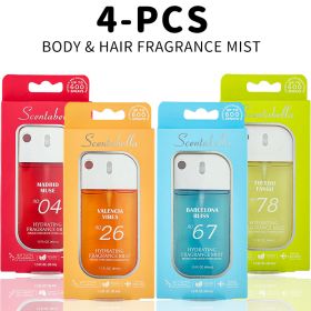 4 Scents Travel-Size Body & Hair Fragrance Mist (1.5 fl oz) - Long-Lasting Fruity & Floral Fragrance for Women, Dates & Gifts (89922: 89922-4pic)